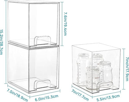 Vtopmart 7.6" H Clear Stackable Storage Drawers, 4 Pack Plastic Organizers Bins for Skincare, Cosmetics,Beauty Supplies,Ideal for Vanity, Bathroom,Kitchen Countertop,Cabinet Organization - Image 2