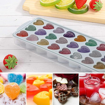Heart Shaped Ice Cube Trays with Lid and Bins, Silicone Chocolate Mold, Easy Release Ice Trays, 24-Cavity Heart Molds for Ice Cubes, Gelatine, Baking and Candy - Image 7