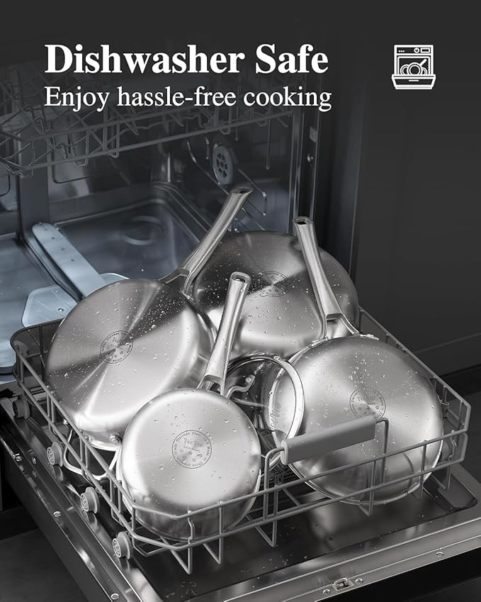 VocVoi Stainless Steel Pan, 12 Inch Frying Pan, PFOA & PTFE Free, Non Toxic Skillet, Dishwasher & Oven Safe, Induction Compatible, Ceramic & Gas Cooktops - Image 5