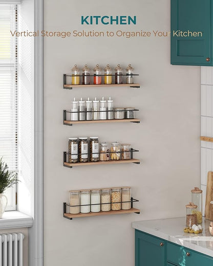 OROPY Spice Rack Wall Mounted, Rustic Wood Hanging Rack for Over The Stove, Kitchen Wall, 2 Pack | Hanging Rack, for Over The Stove, Kitchen Wall - Image 3