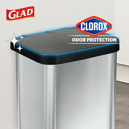 Glad GLD-74506 Stainless Steel Step Trash Can with Clorox Odor Protection | Large Metal Kitchen Garbage Bin with Soft Close Lid, Foot Pedal and Waste Bag Roll Holder, 13 Gallon, Stainless - Image 3