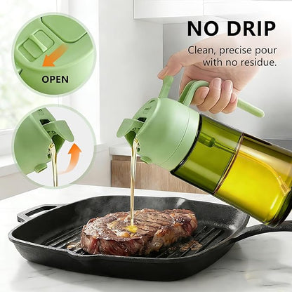 Olive Oil Sprayer & Dispenser Bottle for Cooking, Air Fryer, BBQ, and Salad – 2-in-1 Oil Mister Kitchen Accessory