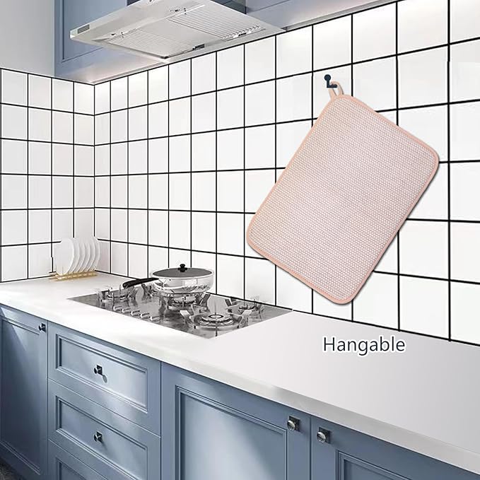 Pink Dish Drying Mats for Kitchen Counter, 2 Pack Dish Drying Mat Drying Pad, Dish Rack Drainer Mat, Pink Kitchen Accessories(Pink-1) - Image 4