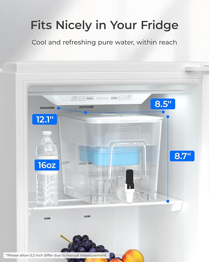 Waterdrop WFD-22W-DF-A Water Filter Dispenser, Alkaline 40-Cup Water Purifier, 2 Built-in Filters, 8X Faster Filtration, 200-Gallon Lifespan, Mineralized Alkaline Water, Reduces Chlorine, White - Image 2