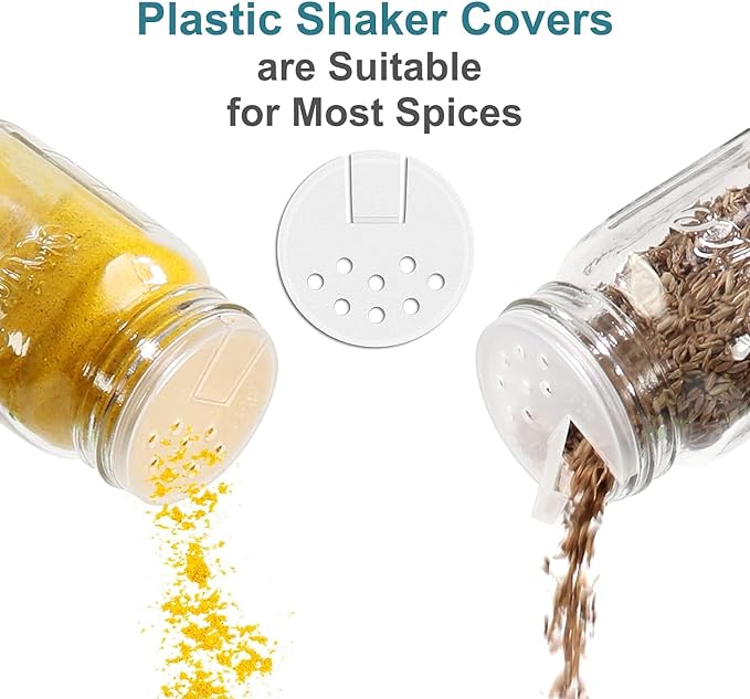 CycleMore 30 Pack 4oz Glass Mason Spice Jars, Round Spice Containers with Gold Metal Caps and Pour/Sift Shaker Lids-80pcs Labels,1pcs Silicone Collapsible Funnel,1Brush and Pen Included - Image 4