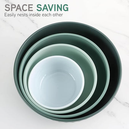 COOK WITH COLOR Prep Bowls with Lids- Wide and Deep Nesting Plastic Small Mixing Bowl Set with Lids, 8 Piece Set - Wide Bowls, Sage - Image 4