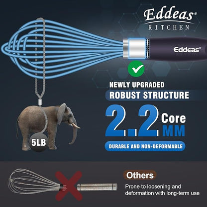 Eddeas Silicone Whisk, 500°F Heat Resistant Non Scratch Coated Whisks for Cooking Baking Balloon wisk, Kitchen Whisk Tool Set, for Stirring, Beating & Blending of 3 Size 7.5"+ 9" +11 inch - Image 7