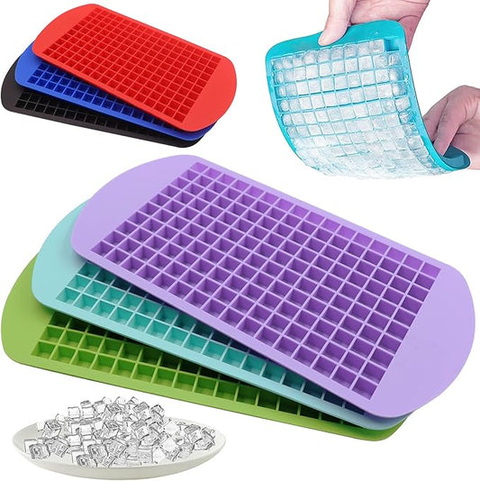 LeeYean Silicone Mini Ice Cube Trays 3 Pack, 160 Crushed Ice Cube Molds Easy Release Small Ice Cube for Chilling Whiskey Cocktail, Flexible Stackable and Durable Soft Mold Storage Containers, BPA Free by LeeYean