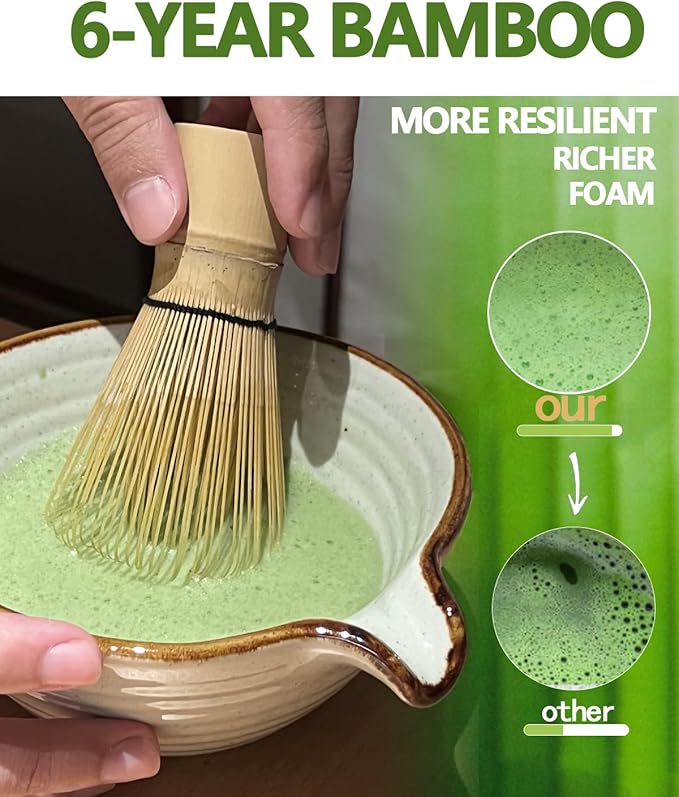 Vaiheng Matcha Whisk, Matcha Whisk Set Matcha Bamboo Whisk for Matcha Powder Handcrafted Organic Traditional Japanese Chasen, 100-Prong Matcha Stirrer Wisk Mixer Brush for Authentic Tea Preparation - Image 2