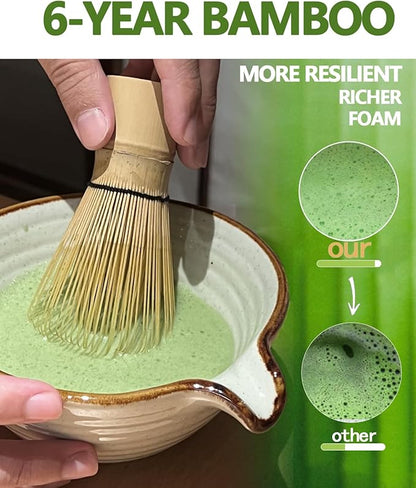 Vaiheng Matcha Whisk, Matcha Whisk Set Matcha Bamboo Whisk for Matcha Powder Handcrafted Organic Traditional Japanese Chasen, 100-Prong Matcha Stirrer Wisk Mixer Brush for Authentic Tea Preparation - Image 2