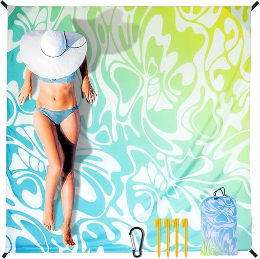 HIHOHO Beach Blanket Waterproof Sandproof Extra Large Beach Mat 79" X 83"/120"x108"for 1-8 Adults Quick Drying Durable Outdoor Picnic Mat for Beach Travel Camping Hiking