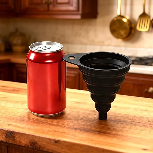Funnels for Kitchen Use, Food Grade Silicone Collapsible Kitchen Funnel (Black) - Image 4