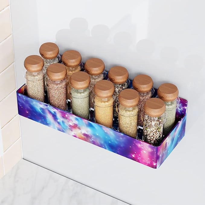 Mystozer Magnetic Spice Rack for Refrigerator, Kitchen Organizer and Storage Shelf, Starry Sky(4 Pack) - Image 4