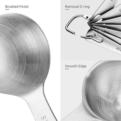 Measuring Spoons: U-Taste 18/8 Stainless Steel Measuring Spoons Set of 6 Piece: 1/8 tsp, 1/4 tsp, 1/2 tsp, 1 tsp, 1/2 tbsp & 1 tbsp Dry and Liquid Ingredients - Image 6