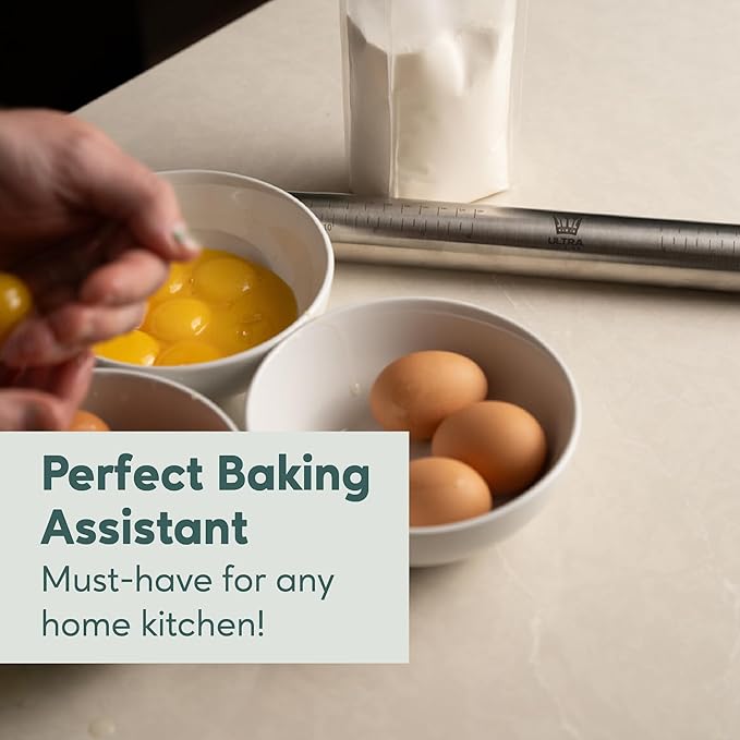 Ultra Cuisine French Rolling Pin for Baking – Tapered Stainless Steel Design with Measurements, Professional or Home Use with Pizza, Cookie, & Pastry Dough, or Fondant and Pie Crust – Dishwasher-Safe - Image 7