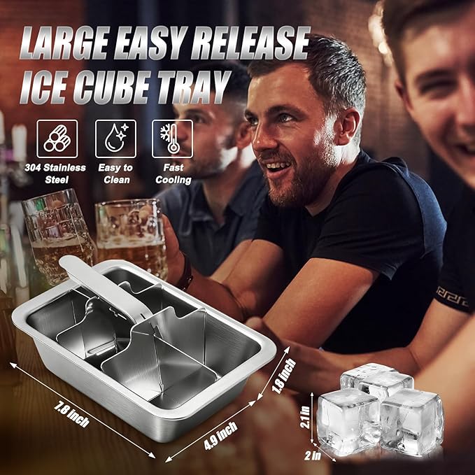 Ice Cube Trays, 4 Pack Large 6-cube Stainless Steel Ice Cube Trays with Easy Release Levers – Portable Reusable Metal Ice Maker for Family Bar - Send Goods From Local Warehouse - Image 2