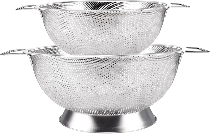 Kaishun Colander Stainless Steel Set(5-Quart and 3-Quart), Kitchen Strainer for Pasta, Fruits Vegetables, Dishwasher Safe by Kaishun