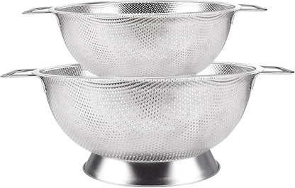 Kaishun Colander Stainless Steel Set(5-Quart and 3-Quart), Kitchen Strainer for Pasta, Fruits Vegetables, Dishwasher Safe by Kaishun