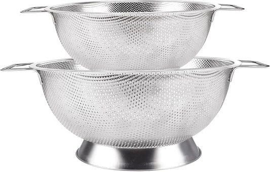 Kaishun Colander Stainless Steel Set(5-Quart and 3-Quart), Kitchen Strainer for Pasta, Fruits Vegetables, Dishwasher Safe by Kaishun