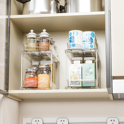 Yieach 2 Pack 10.6″ High Pull Out Medicine Cabinet Organizer for Vitamin,Pill Bottle and Supplement,2 Tier Slide out Under the Sink Organizer,Bathroom Vanity Storage and Cupboard Undersink Organizers
