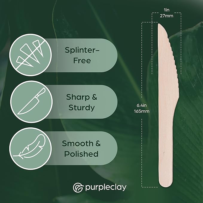 Wooden Disposable Knives - 5400 Piece Wood Compostable Knives - Eco-Friendly Biodegradable Utensils for Party - Free From Plastic Cutlery Set - Disposable Cutlery for Eating - Compostable Utensils - Image 4