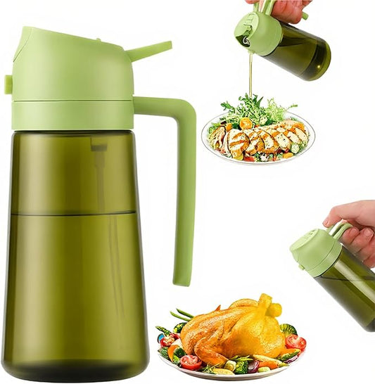 Aovdy 16oz/470ml Olive Oil Dispenser Bottle for Kitchen Gadgets and Air Fryer Accessories - Olive Oil Sprayer for Cooking - Light-Blocking Dark Green