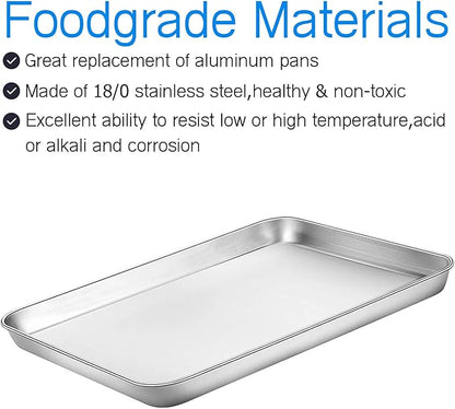 Cookie Sheet Baking Sheet, Bastwe Stainless Steel Bakeware Oven Tray, 16 inch Commercial Grade Professional Bakeware, Healthy & Non-toxic, Mirror Finish & Rustproof, Easy Clean & Dishwasher Safe