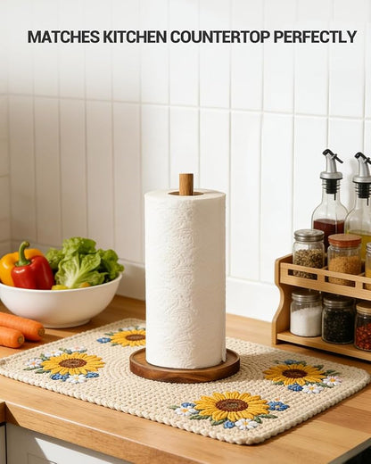 NESAPTO Paper Towel Holder Countertop, Wooden Standing Paper Towel Roll Stand for Rustic Farmhouse & Cottagecore Decor, Kitchen Bathroom Essential, Brown - Image 7