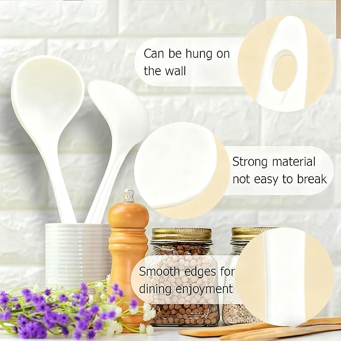 Large Plastic Serving Spoons,Disposable Heavy Duty Serving Spoons,Long Handle Scoop Soup Rice Ladle for Party Catering Buffet Restaurant,20 Pieces,White - Image 3