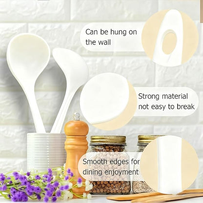 Large Plastic Serving Spoons,Disposable Heavy Duty Serving Spoons,Long Handle Scoop Soup Rice Ladle for Party Catering Buffet Restaurant,20 Pieces,White - Image 3
