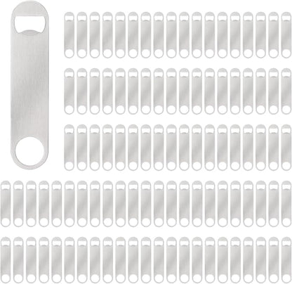 100 Pack Flat Beer Bottle Opener 7 inch Stainless Steel Flat Bottle Opener Beer Bottle Openers for Bartender Kitchen Bar Restaurant (Silver) by Yugada