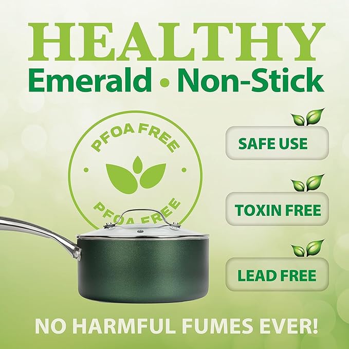 Granitestone 10 Inch Nonstick Frying Pan Skillet, Granite Coated Non Toxic Cooking Pan for Eggs & Omelettes, PFOA Free, Withstands Metal Utensils, Oven Safe to 500°F, Dishwasher Safe, Emerald Green - Image 3