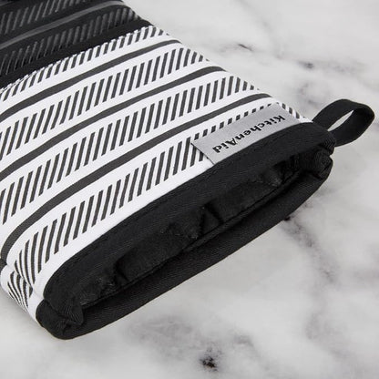 KITCHENAID Albany Oven Mitt 2-Pack Set, Matte Black, 7"x13"