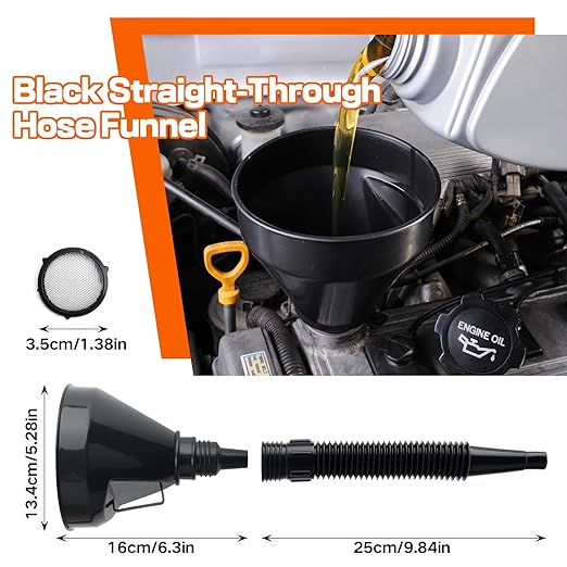 10Pcs Funnels for Automotive Use,Automotive Funnels Set,Wide Mouth Fuel Funnel, Plastic Long Neck Oil Funnel,Flexible Oil Funnel Kit with Spout and Filter for Filling Coolant, Engine Oil, Gasoline - Image 4