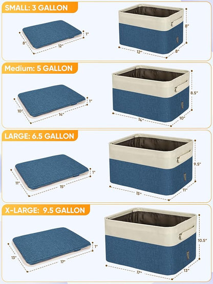 BALEINE 1 Pack Fabric Closet Storage Bins for Shelves, Linen Closet Organizers and Storage, Decorative Baskets for Organizing, Shelf, Clothes, Home, Office (Navy Blue, 15''x11''x9.5'')