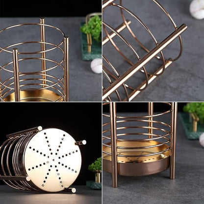 Copper Kitchen Utensil Holder for Kitchen Counter, Stainless Steel Utensil Crocks, Titanium Coating Utensil Storage Caddy Organizer, Cooking Utensil Holder, Easy Cleaning (Rose Gold/7.4''x5.2'') - Image 7