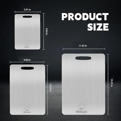 304 Stainless Steel Cutting Board for Kitchen, Non Toxic Cutting Boards Set, Dishwasher Safe and Knife Friendly Chopping Board for Meat Vegetable Fruit(15"x 11",13"x 9",10"x 6")