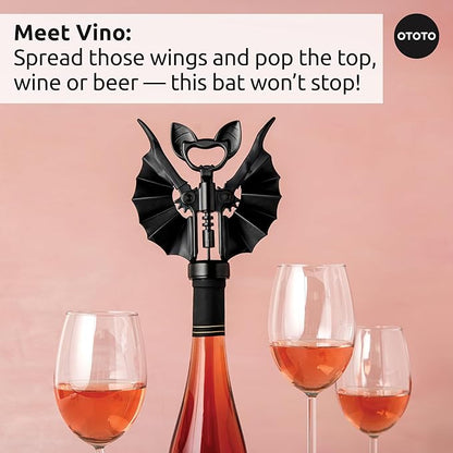 OTOTO Boo-tiful Crew Bundle of Elizabat, Vino, Gracula - Halloween Kitchen Decor Goth Accessories, Cool Kitchen Gadgets, Bat Scissors, Spooky, Witchy Bottle Opener, Garlic Crusher, Spooky Funny Gifts - Image 4