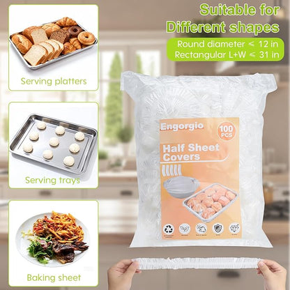 100pcs Extra Large Bowl Covers For Bread Proofing,Fits baking pans up to 13x18 inches,Fits Bowl up to 20",Bowl Covers for Bread,Food Storage Covers,Sheet Pan Lid,Elastic Reusable Plastic Bowl Cover.