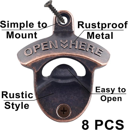 8 PCS Bottle Opener Wall Mount, Vintage Screw in Cola Opener Bulk for DIY Beer Gifts - Image 2