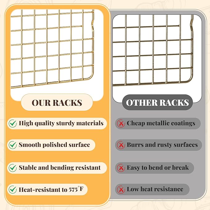 Cooling Racks for Cooking and Baking - 2 PCS 10" x 15" Grid Wire Baking Rack for Oven Cooking, Baking, Grilling, Roasting - Dishwasher Safe Bacon Rack - Fits Jelly Roll Cookie Sheet Pan - Image 7