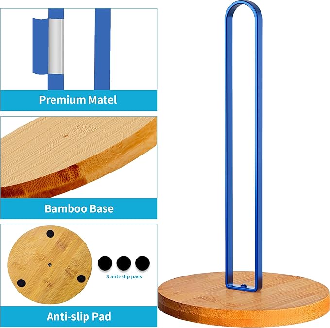 TONLEA Wooden Paper Towel Holder Countertop, Kitchen-Towel-Holder FreeStanding with Non-Slip Base for Bathroom - Image 5