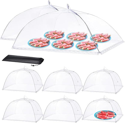 Food Covers for Outside - 2 Extra Large (40 x 25 in) & 6 Large (17 x 17 in) Food Tents/Food Covers for Outdoors Mesh Screen, Picnic Pool Party Supplies, Pop-Up and Collapsible by MakeYourHomeCozier%EF%BC%81