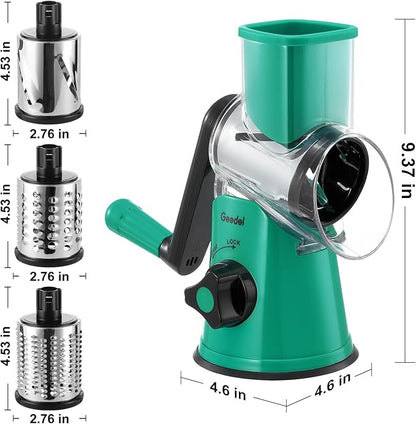 Geedel Rotary Cheese Grater with 3 Interchangeable Blades, Kitchen Mandoline Vegetable Slicer for Fruit, Nuts , Easy to Clean - Image 9