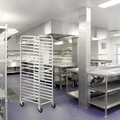VEVOR Bun Pan Rack, 20-Tier Commercial Bakery Racks with Brake Wheels, Aluminum Racking Trolley Storage for Half & Full Sheet, Speed Rack For Kitchen Home, Bread Baking Equipment, 26"L x 20.4"W x 70"H - Image 8