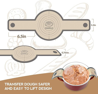 Silicone Bread Sling for Dutch Oven, Non-Stick & Easy to Clean Bread Baking Mat Set, 2 Pcs Reusable Bread Sling with Long Handle to Transfer Sourdough (Gray, 2PCS Round) - Image 7