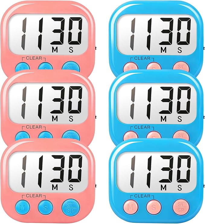 Classroom Timers for Teachers Kids Large Magnetic Digital Timer Teacher Supplies 6 Pack-Blue Pink by AOUCE