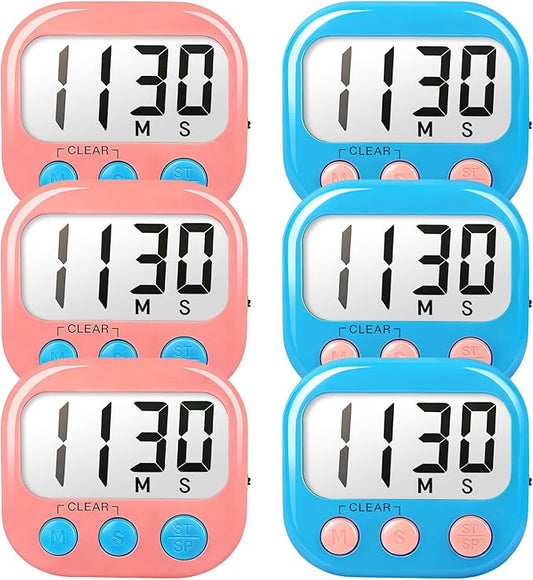 Classroom Timers for Teachers Kids Large Magnetic Digital Timer Teacher Supplies 6 Pack-Blue Pink by AOUCE