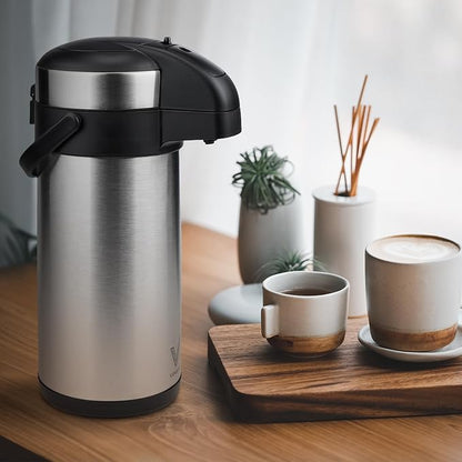 VONDIOR Airpot Coffee Dispenser with Pump - 169 Oz Insulated Stainless Steel Coffee Carafe - Thermal Beverage Dispenser - Coffee Urn for Hot/Cold Water, Party Chocolate Drinks - Image 6