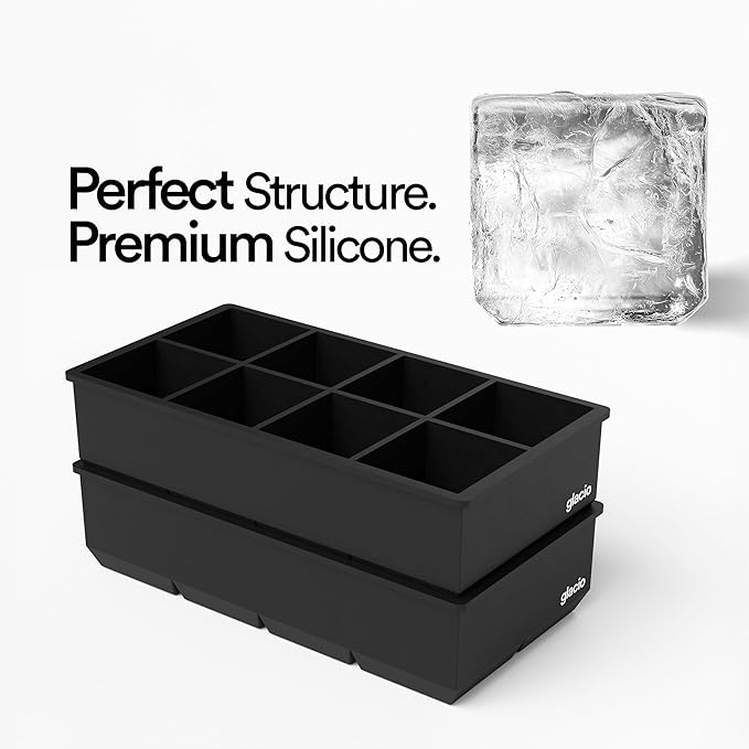 Ice Cube Molds – 2-Pack Silicone Trays for 8 Large Square Cubes – Slow-Melt Ice for Whiskey, Cocktails, Coffee & More - Image 4